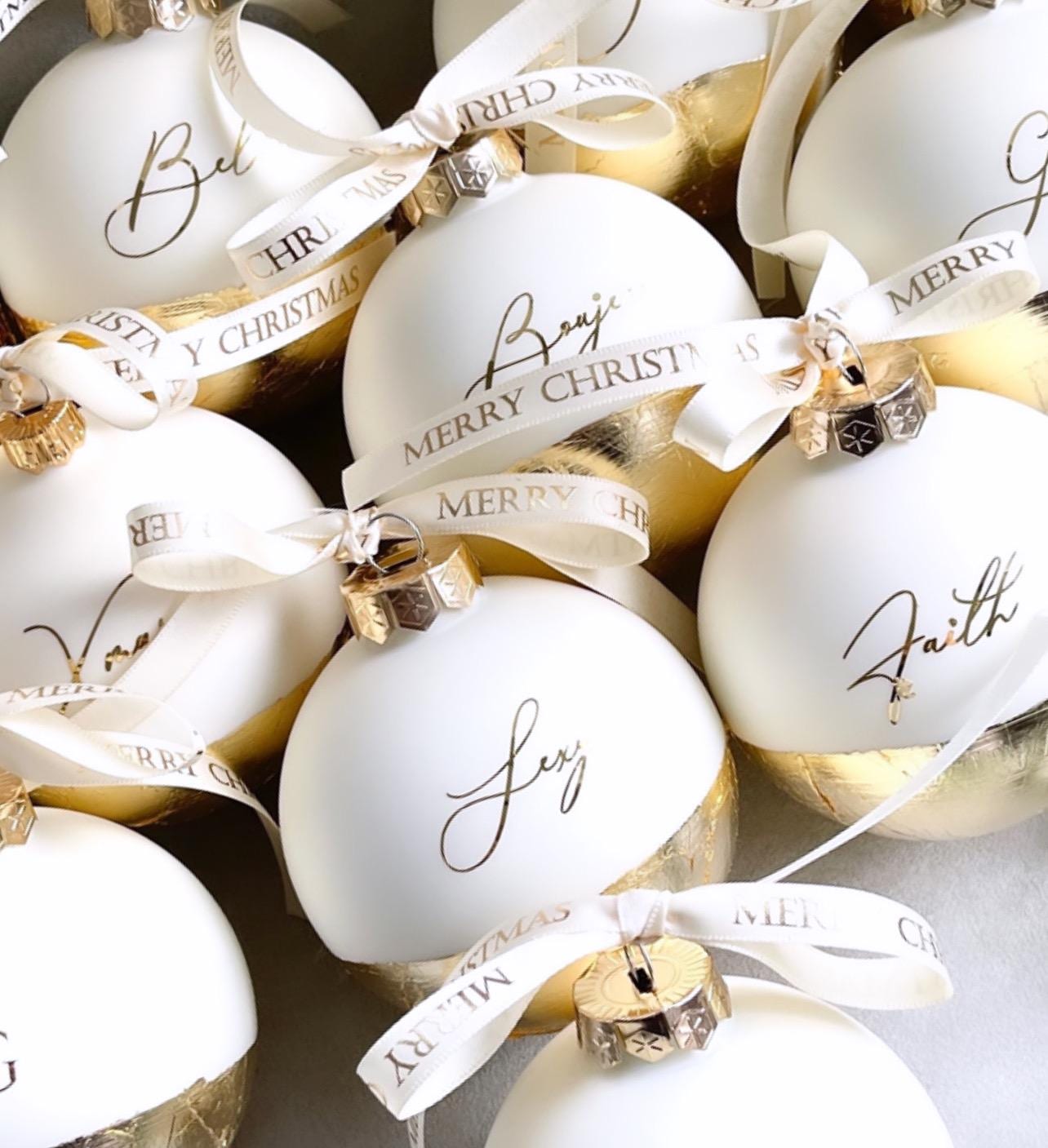 Christmas ornaments with gold leaf, silver leaf, copper leaf, glass, personalized, Christmas tree decoration, personalized Christmas gift