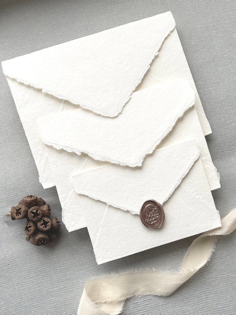 Handmade envelop 210g, shade IVORY in 3 sizes handmade envelop cotton envelop image 5