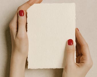 Pack of 10 handmade deckle-edged papers in Ivory– available in various sizes.