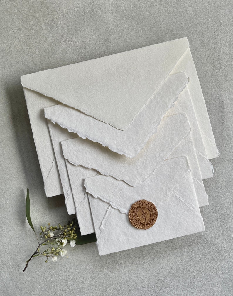 Handmade envelop 210g, shade IVORY in 3 sizes handmade envelop cotton envelop image 3