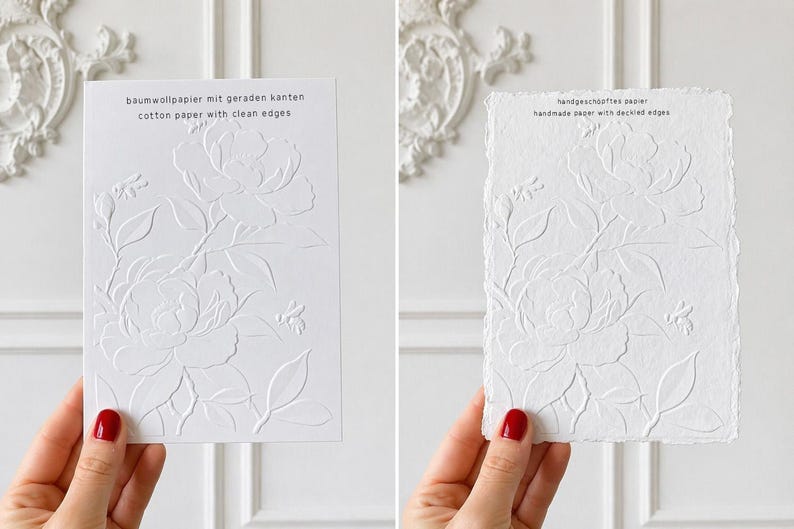 Minimalistische und elegante Tischnummern für Hochzeit & Event auf hochwertigem handgeschöpftem Büttenpapier in Weiß oder Ivory. Veredelt mit floraler Blindprägung und edlem Digitaldruck, wählbar in 3 stilvollen Farben. Die Fine-Art Tischkarten schaffen eine luxuriöse und zeitlose Tischdekoration für moderne Hochzeiten, Dinner, Gala oder exklusive Feiern. Ideal für Brautpaare, die elegante Papeterie, hochwertige Hochzeitsdeko und individuelles Design lieben.