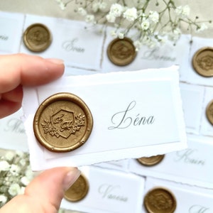 Segnaposto elegante, segnaposto | etichettati individualmente | Carta fine, carta da lucidi e sigilli di ceralacca | Matrimonio, compleanno e celebrazione