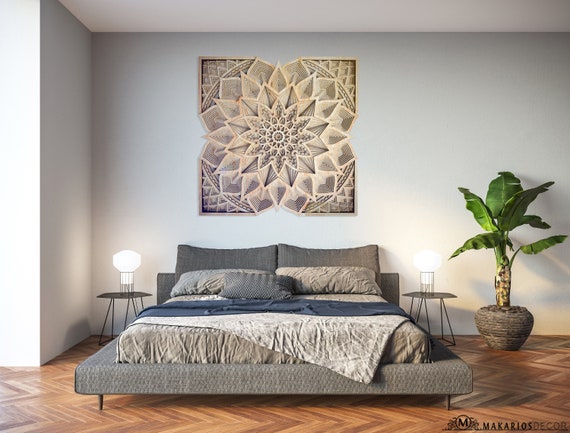 Mandala Flower Wood Wall Art Laser Cut Decor Wall Hangings Wood Design Geometric Art Nature Decor Flower Designs Laser Cut Wood Bohemian Art