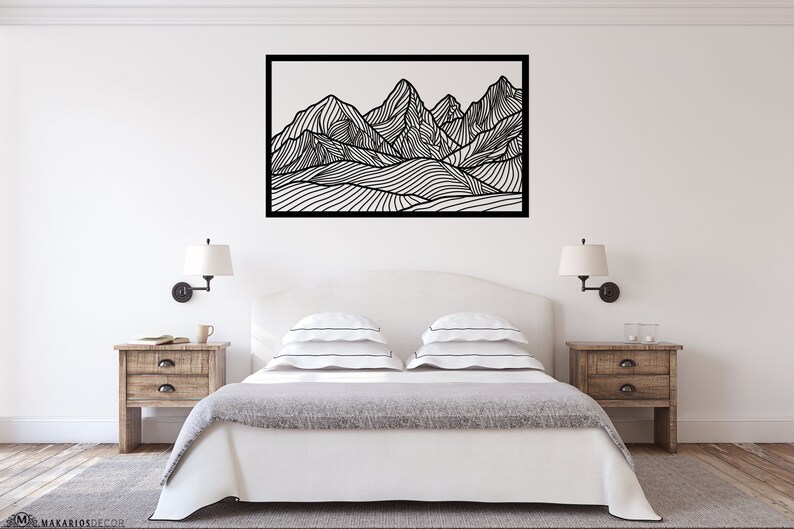 Wall Art Mountains Mountains Wall Art Scandinavian Decor Etsy