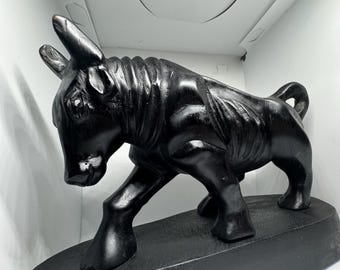 Handcrafted African Bull Figurine: Vintage Home Decor Bull Lover