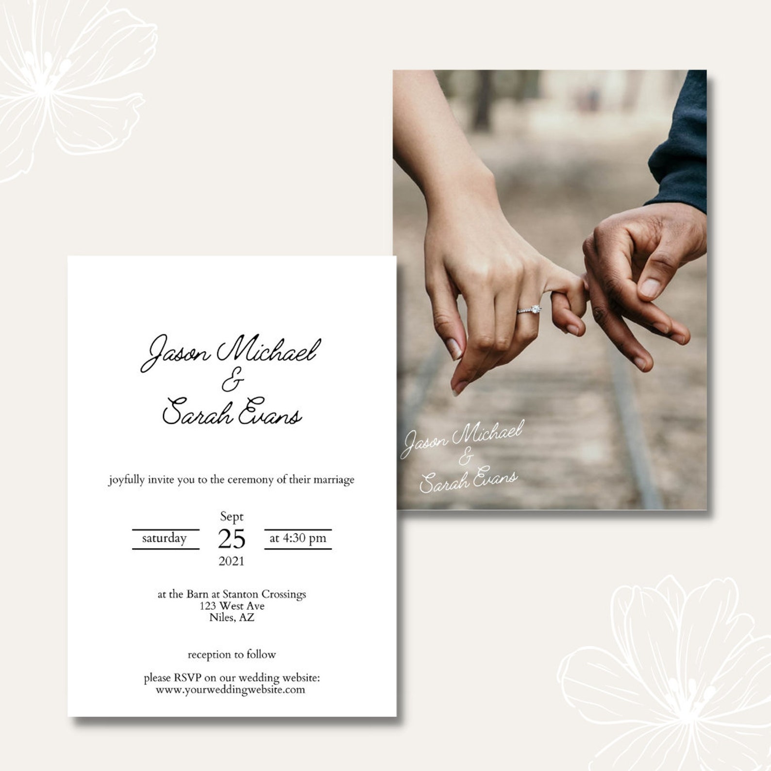 Simple Wedding Invitation Template CANVA Wedding Digital - Etsy