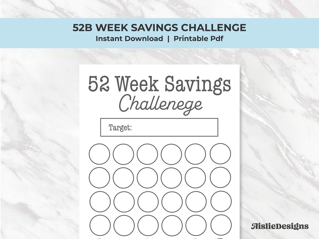 52 Week Savings Challenge Printable Cash Stuffing Budget Binder Insert
