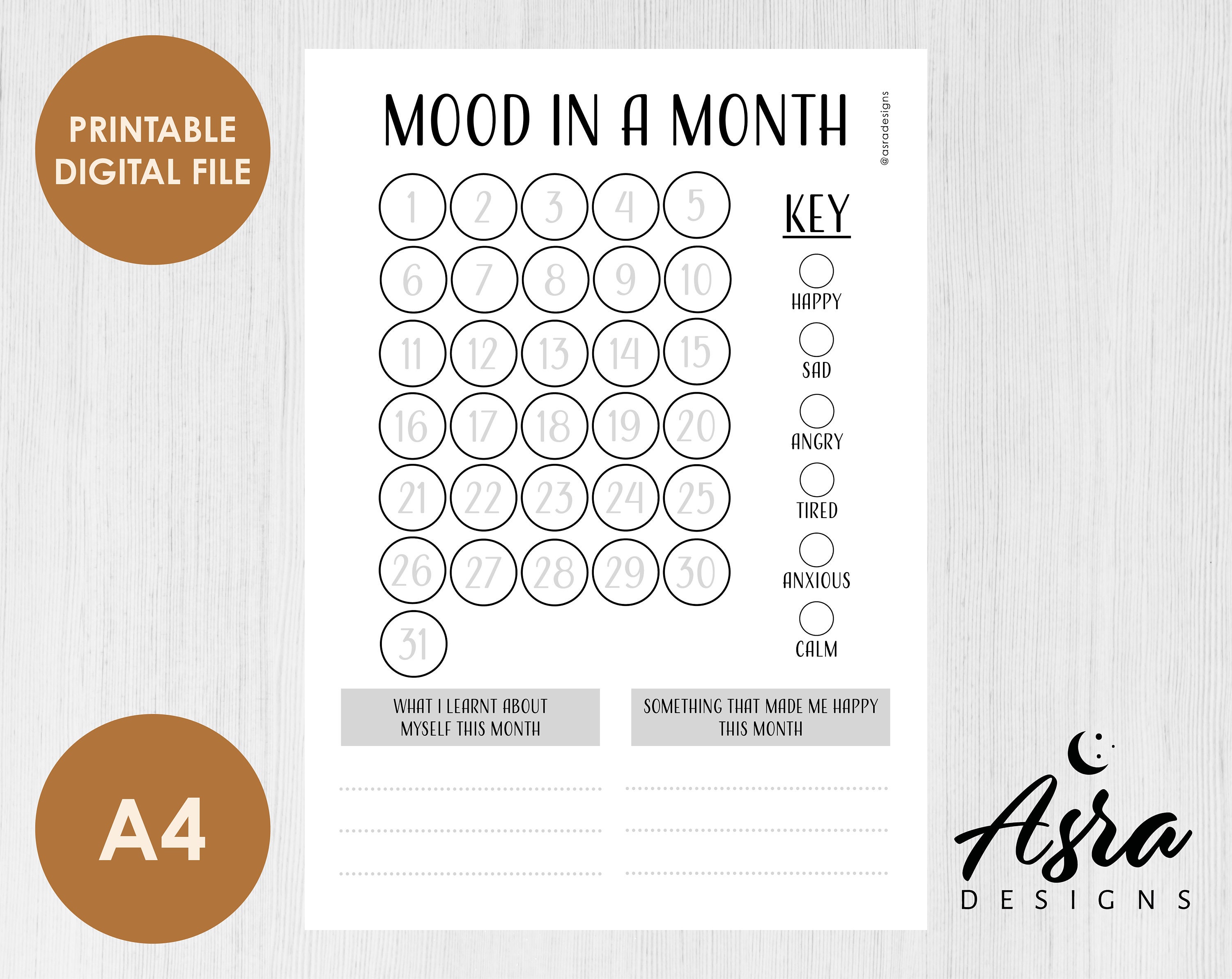 mood-in-a-month-mood-tracker-printable-digital-file-a4-mood-etsy