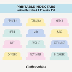 Printable Index Tabs Printable Planner Inserts Tabs for Journal A5