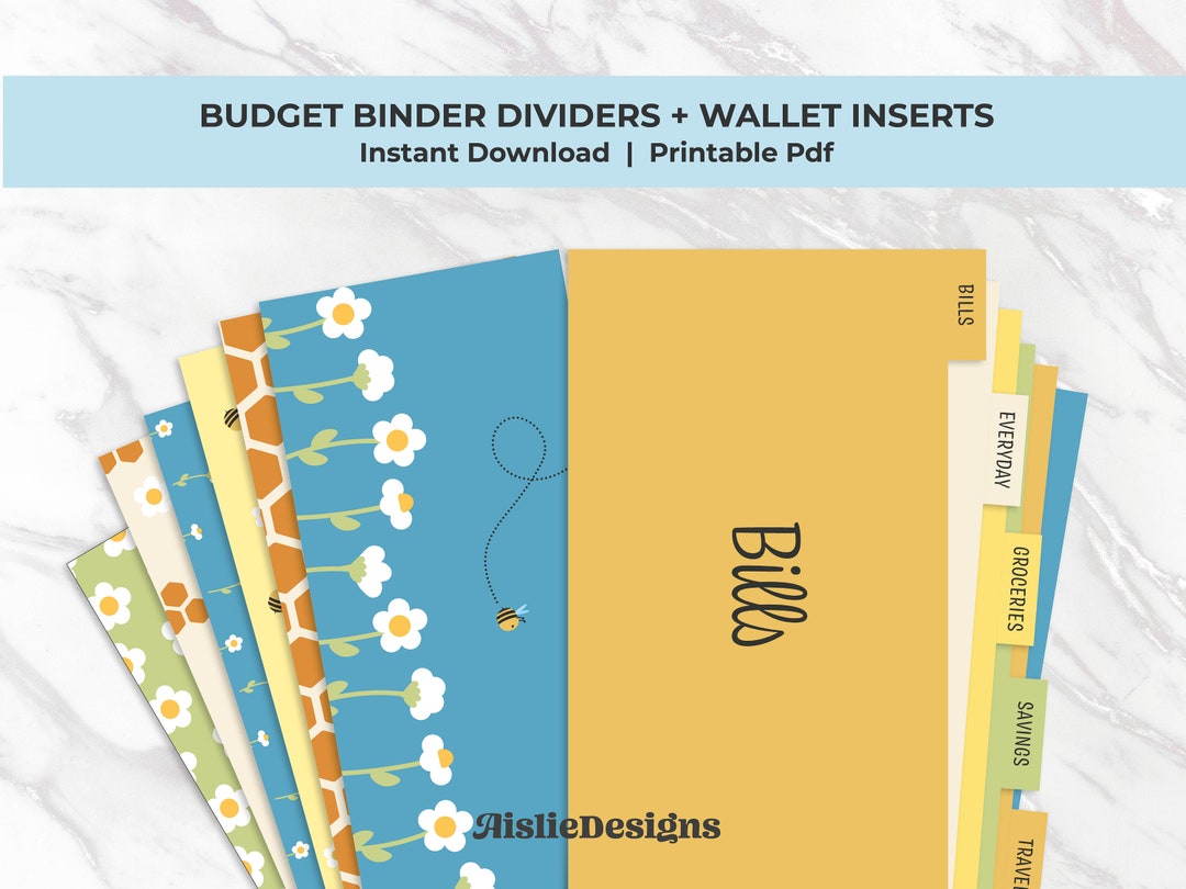 Budget Binder Printable Dividers and Inserts, A6 Binder Tabs, Printable