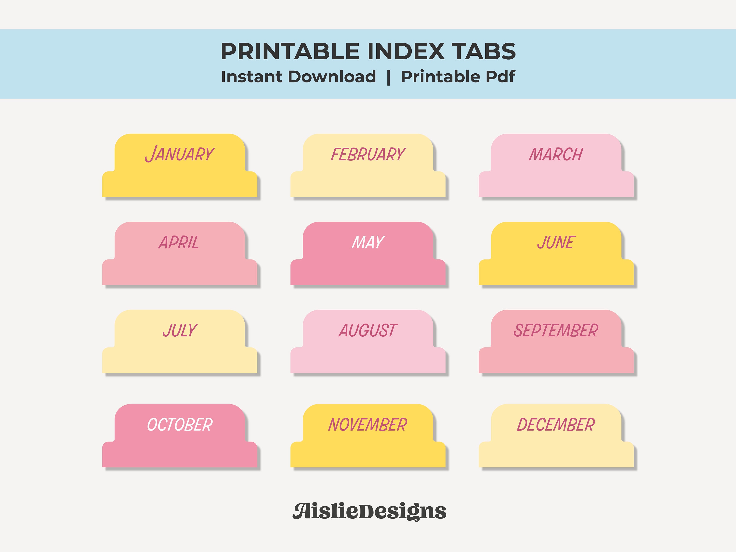 Printable Index Tabs, A5 Tab Dividers, Blank Tabs, Planner Accessories ...