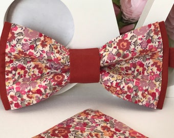 Emma and Georgina Liberty double bow tie and plain Sienna fabric /Adult/Child/Baby/Costume pocket/Wedding/Baptism