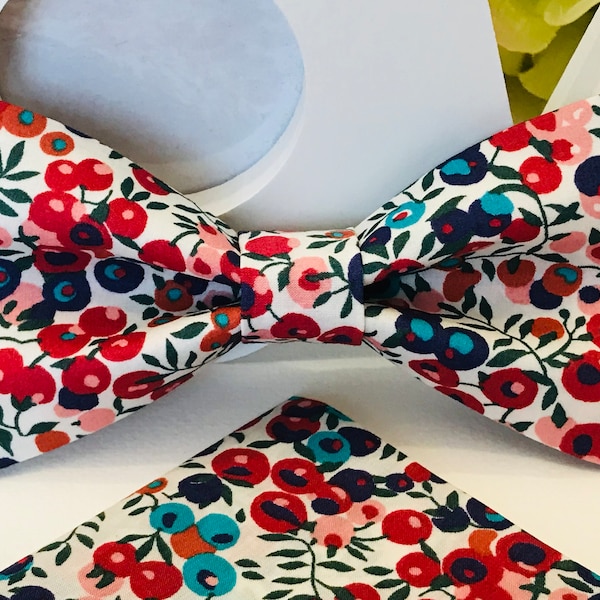 Papillon Liberty Wiltshire rosso, rosa e prugna/Adulto/Bambino/Neonato/Taglia tascabile/Gemelli/Cerimonia/Matrimonio/Battesimo
