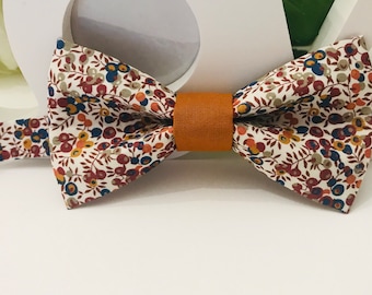 Pajarita Liberty Wiltshire Bud C/Tela de algodón naranja/Adulto/Niño/Bebé/Pañuelo de bolsillo/Gemelos/Ceremonia/Boda