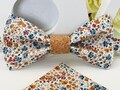 Liberty Phoebe Rust and Cork Bow Tie/Adult/Child/Baby/Pocket Size/Cufflinks/Ceremony/Wedding/Baptism