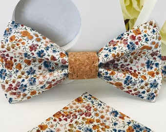 Liberty Phoebe rust and cork bow tie/Adult/Child/Baby/Costume pocket/Cufflinks/Ceremony/Wedding/Baptism