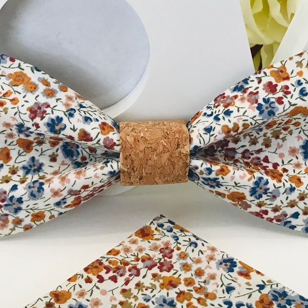 Liberty Phoebe rust and cork bow tie/Adult/Child/Baby/Costume pocket/Cufflinks/Ceremony/Wedding/Baptism