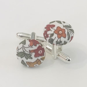 Liberty Fabric Cufflinks Tana Lawn Ava Autumn/Wedding/Ceremony/Baptism/Communion