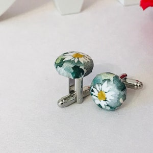 English Green Liberty Fabric Cufflinks/Wedding/Ceremony/Baptism/Communion