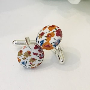 Liberty Phoebe Rust Fabric Cufflinks/Wedding/Ceremony/Baptism/Communion