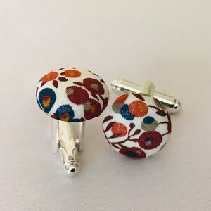 Liberty Wiltshire Bud Fabric Cufflinks C/Wedding/Ceremony/Baptism/Communion
