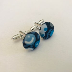 Liberty Wiltshire Fabric Cufflinks Midnight Blue/Wedding/Ceremony/Baptism/Communion