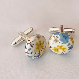 Liberty Fabric Cufflinks Phoebe A Edition 40 years/Wedding/Ceremony/Baptism/Communion