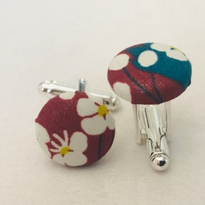 Liberty Fabric Cufflinks Mitsi E/Wedding/Ceremony/Baptism/Communion