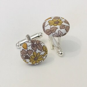 Liberty Fabric Cufflinks Emilias Flowers/Wedding/Ceremony/Baptism/Communion