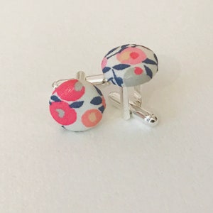Liberty Wiltshire Sweet Pea Fabric Cufflinks/Wedding/Ceremony/Baptism/Communion