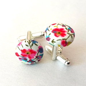 Liberty Phoebe Fabric Cufflinks P/Wedding/Ceremony/Baptism/Communion