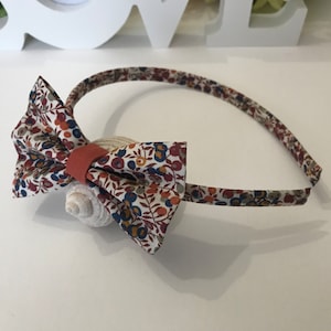 Nœud papillon double Tissu uni Terracotta Coton Bio et Liberty Wiltshire Bud C /Adulte/Enfant/Bébé/Pochette Costume/Mariage/Baptême Serre Tête noeud