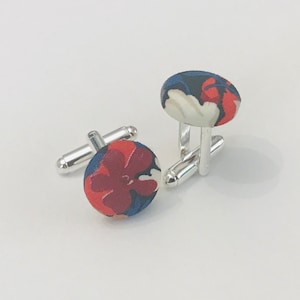 Liberty Thorpe Rust Fabric Cufflinks/Wedding/Ceremony/Baptism/Communion
