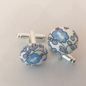Liberty Fabric Cufflinks Eloïse New blue/Wedding/Ceremony/Baptism/Communion
