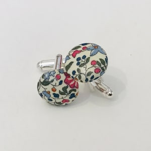 Katie and Millie Bistre Liberty Fabric Cufflinks/Wedding/Ceremony/Baptism/Communion
