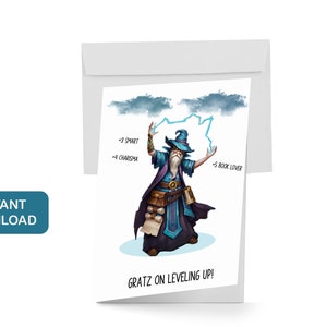 Dungeons and Dragons Birthday Card D&amp;D Character Card Wizard Birthday ...