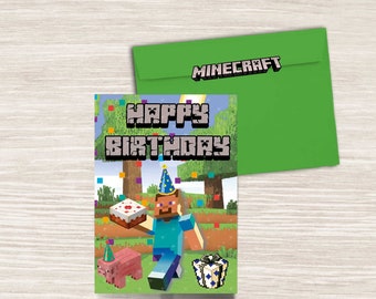 Minecraft Birthday Card Etsy