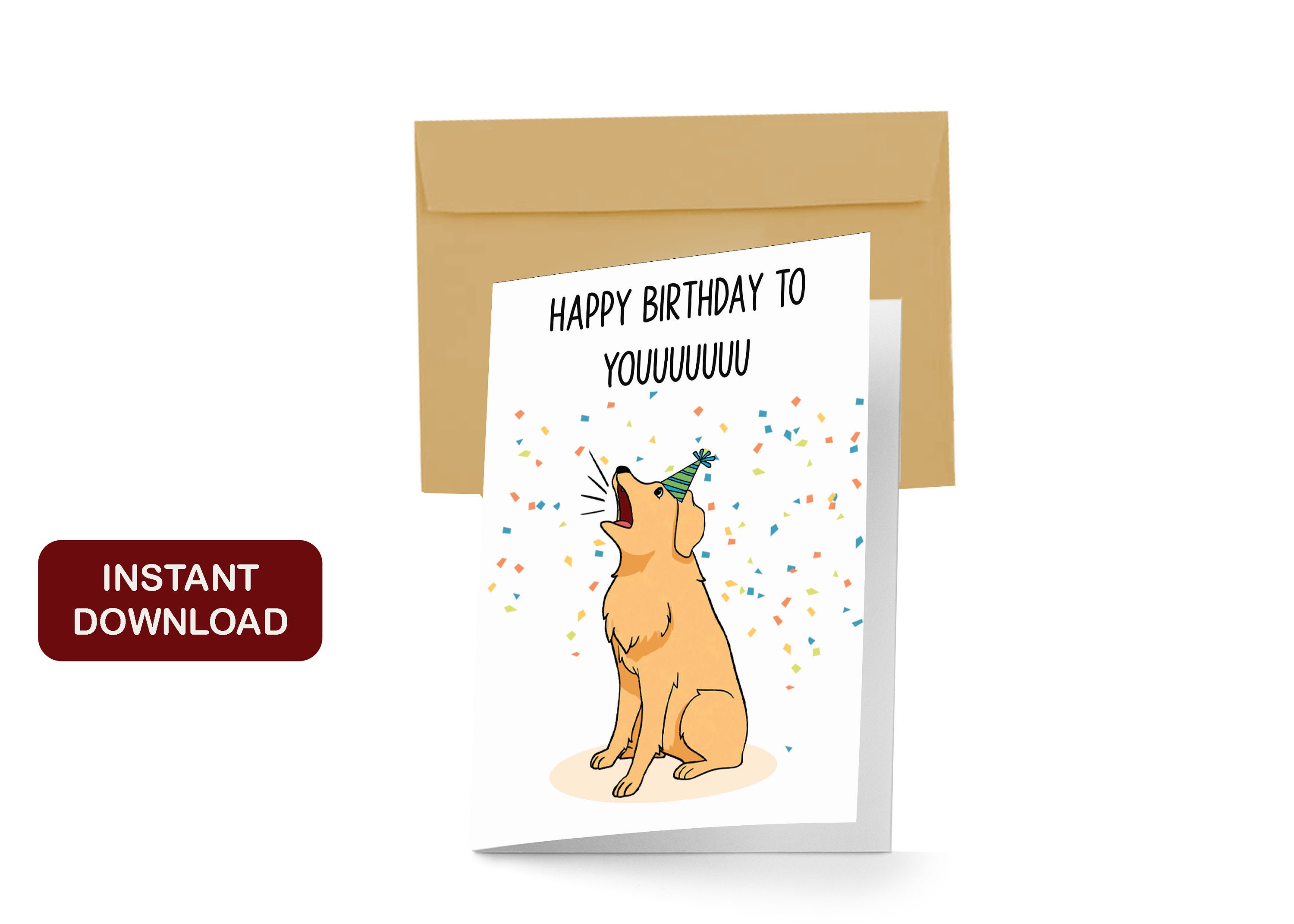 Printable Dog Birthday Card Funny Birthday Card 5x7 Greeting Card With ...