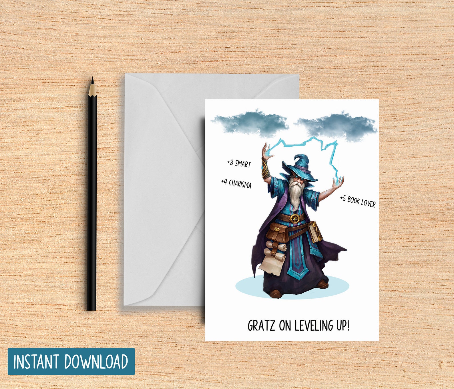 Dungeons and Dragons Birthday Card D&amp;D Character Card Wizard Birthday ...