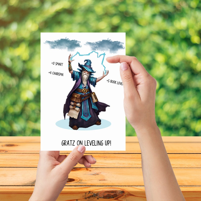 Dungeons and Dragons Birthday Card D&amp;D Character Card Wizard Birthday ...