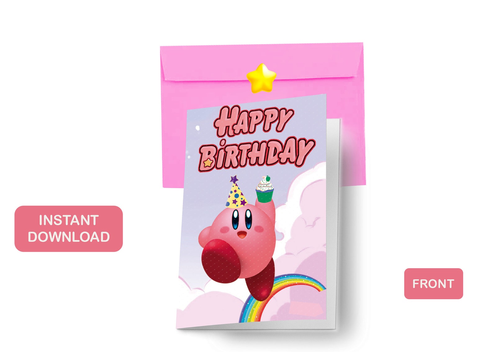 Kirby Birthday Card Nintendo Printable Birthday Card | Etsy