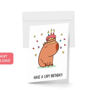 Capybara Birthday Card Cute Capybara Card Funny Birthday Card Pun Card ...