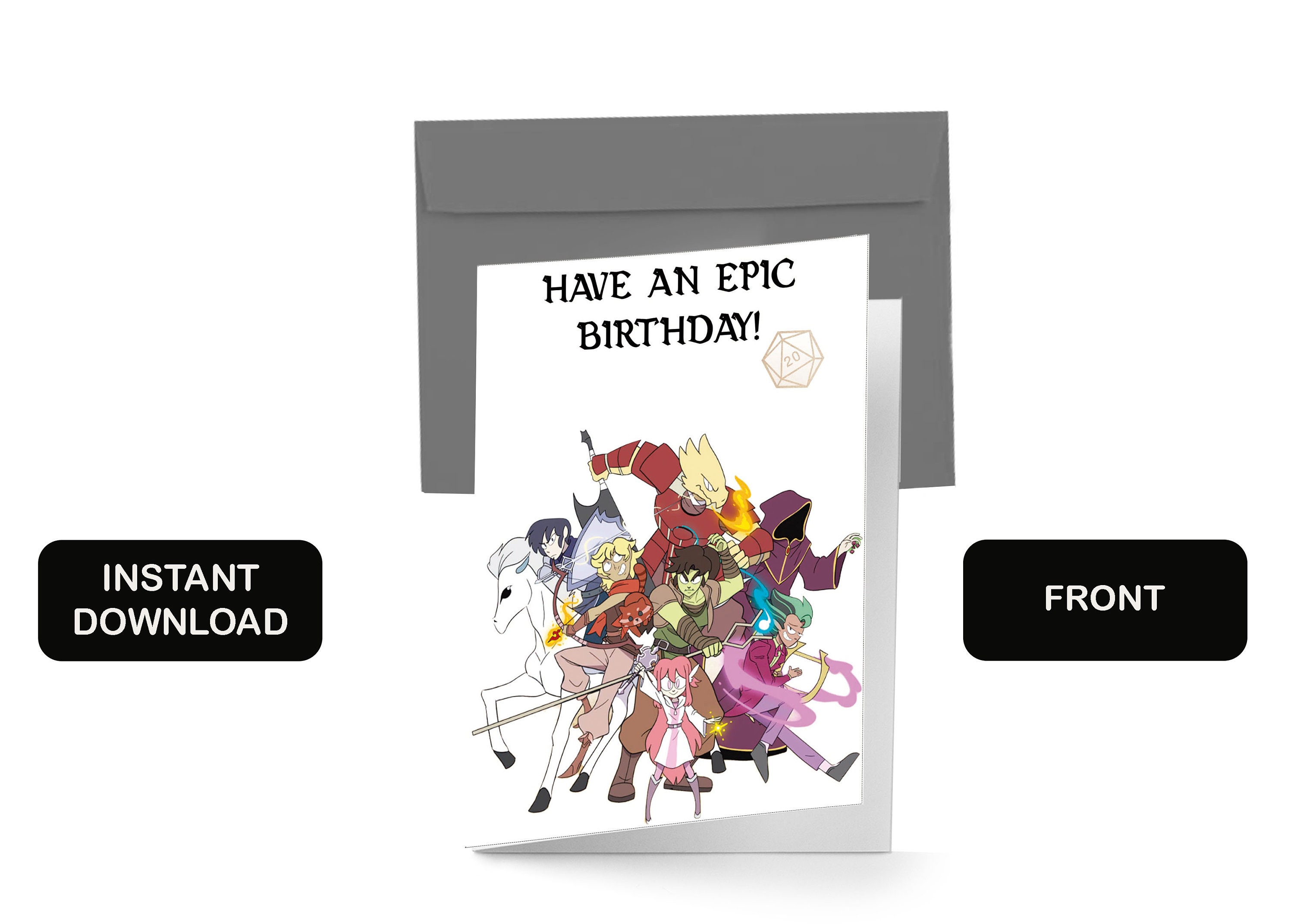 D&amp;D Birthday Card Dungeons and Dragons Card Dnd Art Dice Birthday Card ...