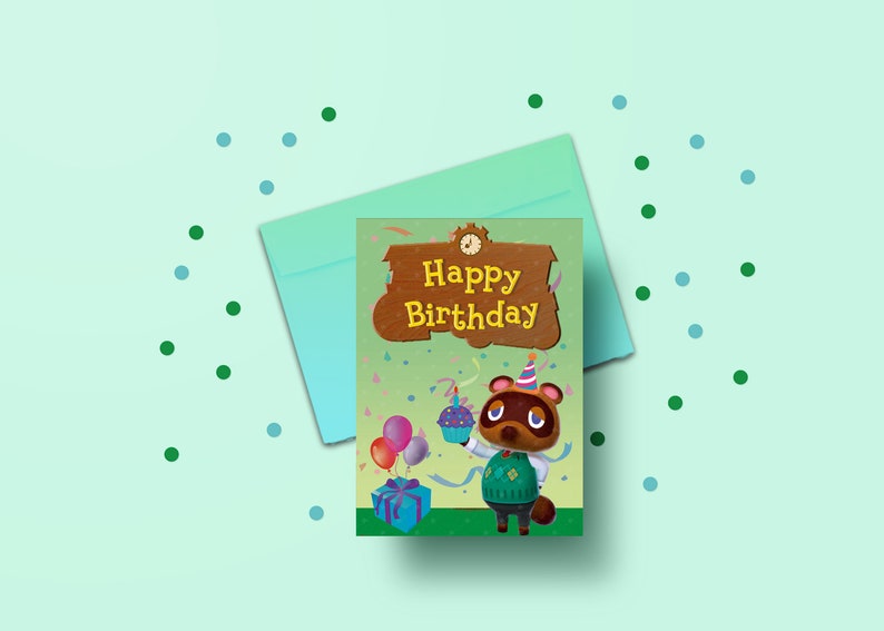 animal crossing birthday cards printable isabelle villager etsy
