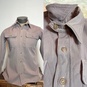 20s-30s Wool Gabardine Chin Strap shirt