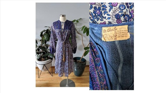Vintage Ladies 1970's - India Cotton Gauze Dress b