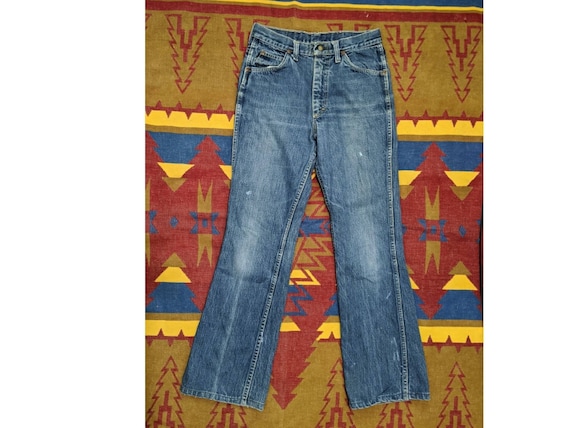 Vintage Ladies 1970's High Rise Flared Denim Jeans