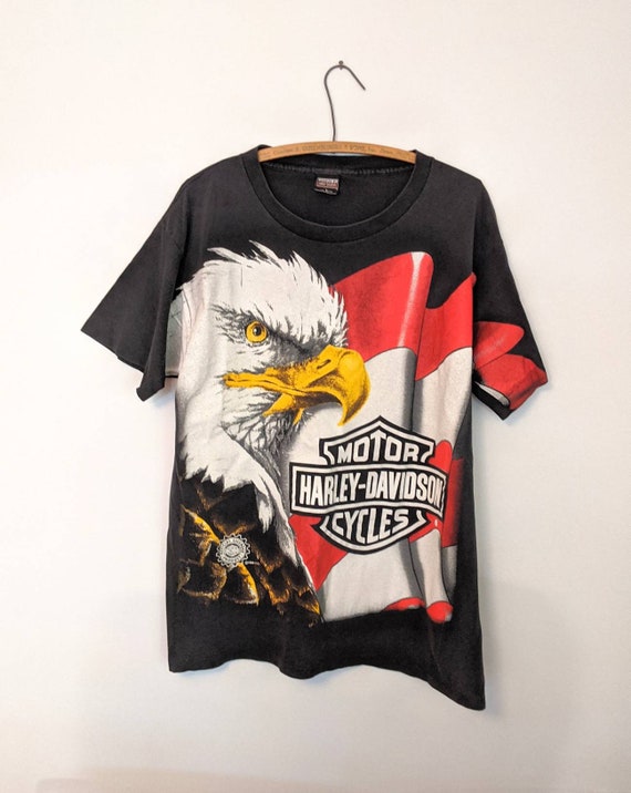 Vintage 1996 Harley Davidson All-over Print Size L