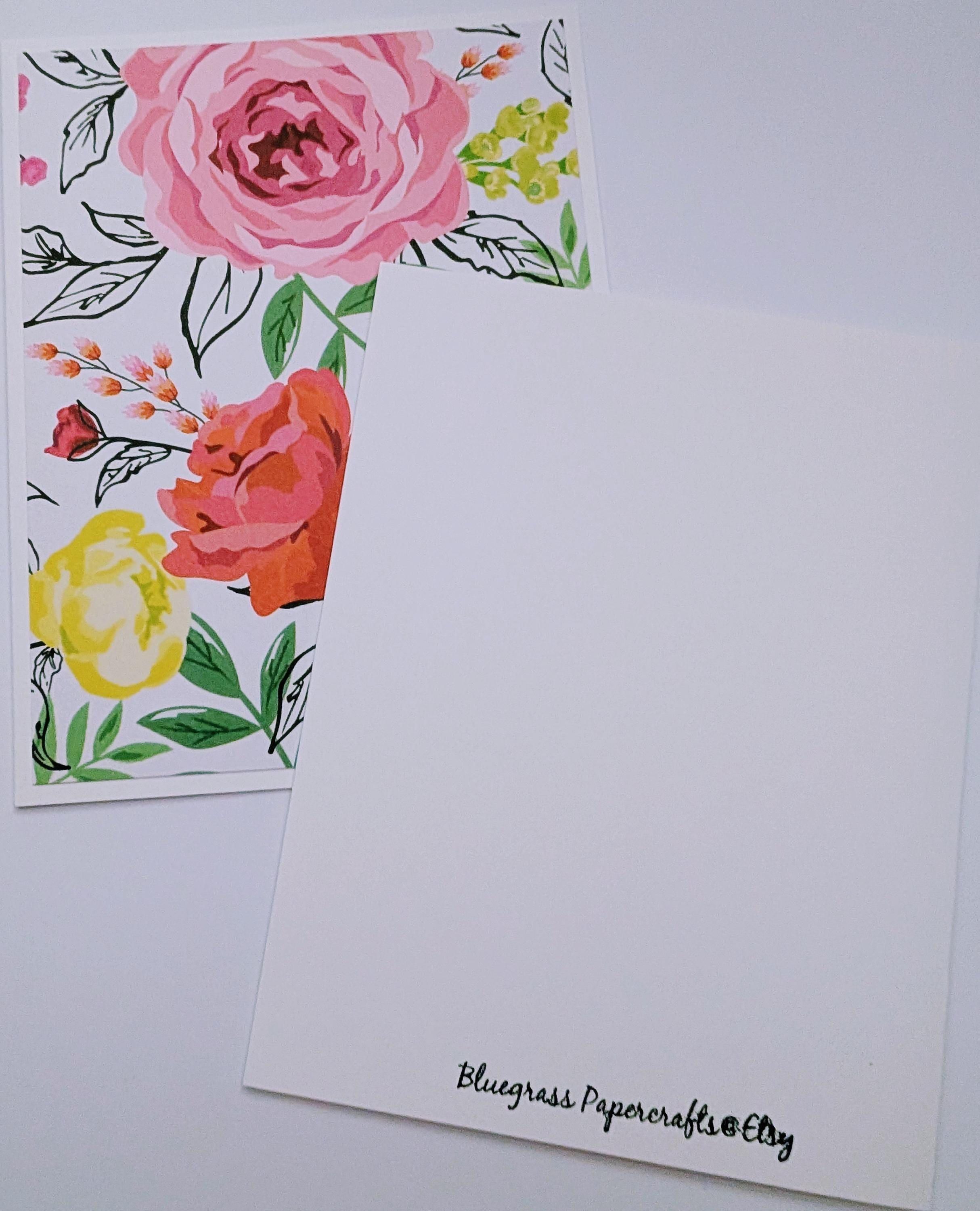 Handmade Assortment Set of 6 Floral Note Cards With Envelopes, Love ...