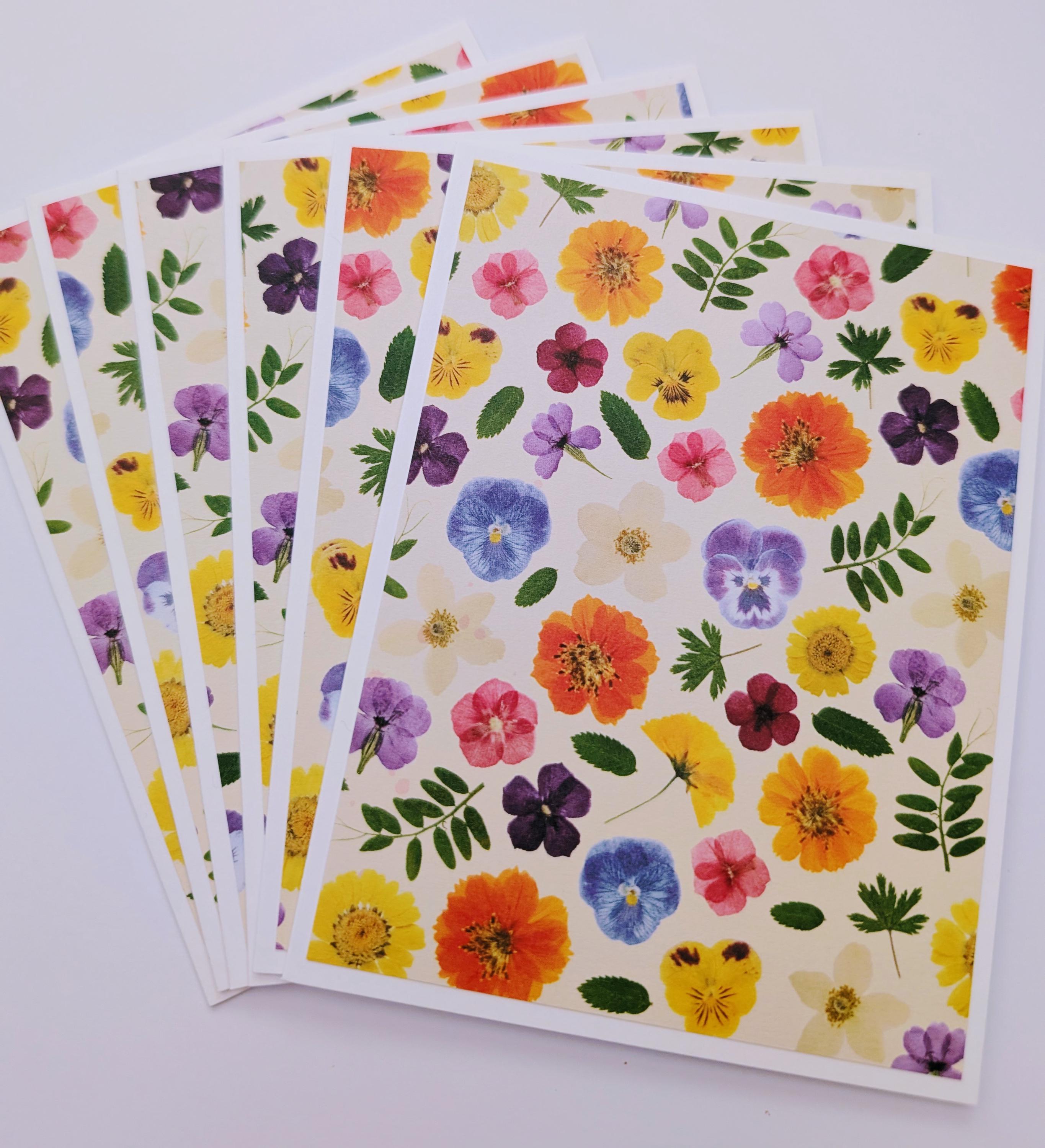Set of 6 Bright Pansy Love Floral Notecards With Envelopes, Love Notes ...
